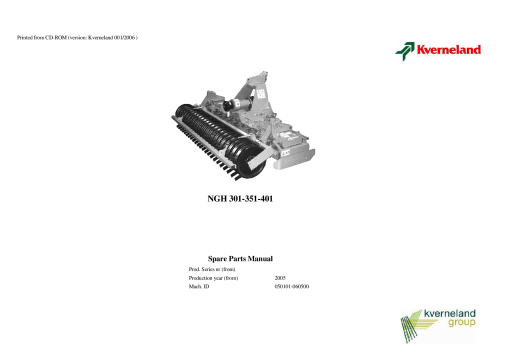 Kverneland NGH301_351_401 Parts manual catalog PDF Download