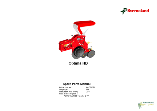 Kverneland Optima_HD_2011 Parts manual catalog PDF Download