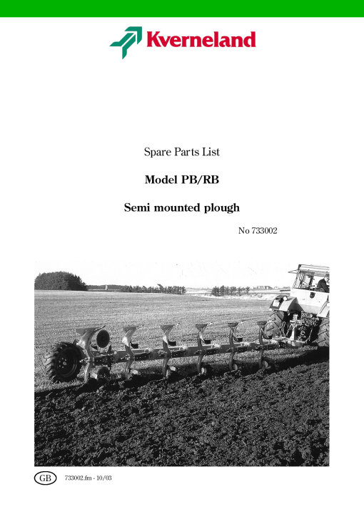 Kverneland PB_RB Parts manual catalog PDF Download