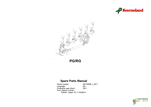 Kverneland PG_RG_2011 Parts manual catalog PDF Download