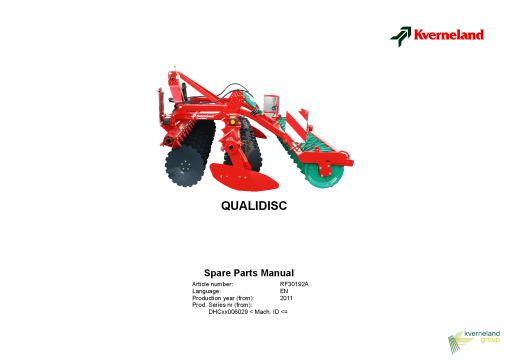 Kverneland Qualidisc Parts manual catalog PDF Download