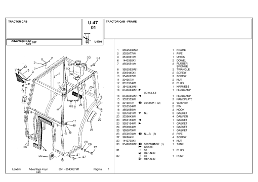 Landini Advantage_65F Parts manual catalog PDF Download