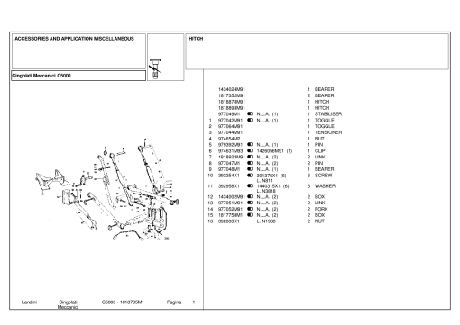 Landini Cingolati Meccanic C5000 Accessories Parts manual catalog PDF Download