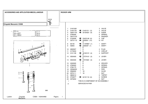 Landini Cingolati Meccanic C5500 Accessories Parts manual catalog PDF Download