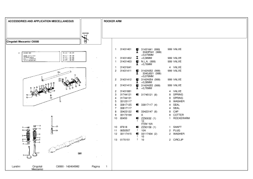 Landini Cingolati Meccanic C6500 Accessories Parts manual catalog PDF Download