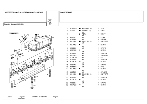 Landini Cingolati Meccanic CF4830 Accessories Parts manual catalog PDF Download
