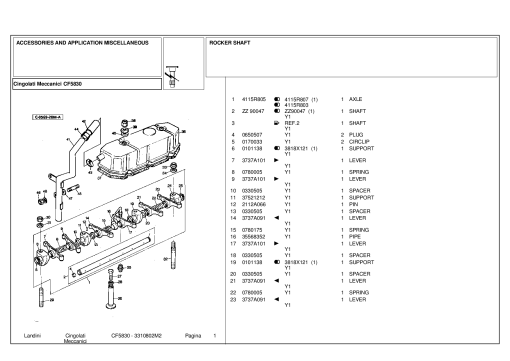 Landini Cingolati Meccanic CF5830 Accessories Parts manual catalog PDF Download