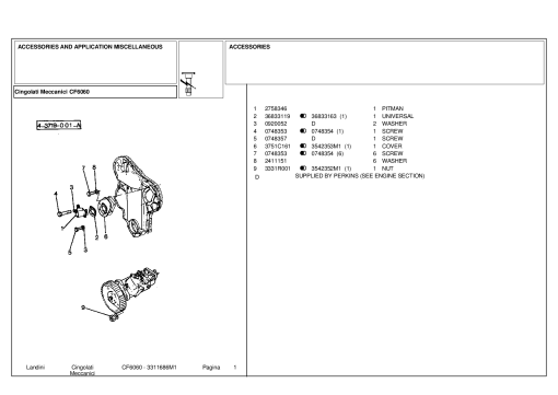 Landini Cingolati Meccanic CF6060 Accessories Parts manual catalog PDF Download