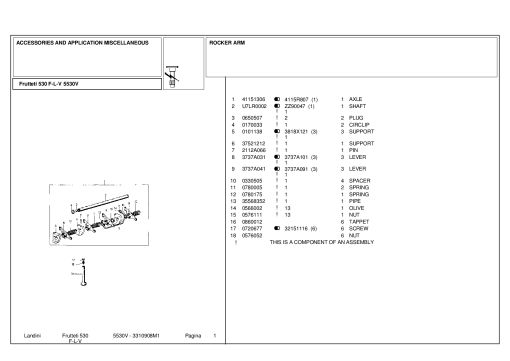 Landini Frutteti 530 5530V Accessories Parts manual catalog PDF Download