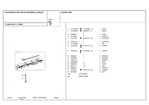 Landini Frutteti 530 F-L-V 6030V Accessories Parts manual catalog PDF Download