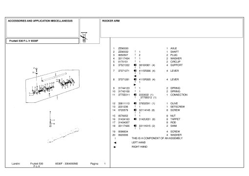 Landini Frutteti 530 F-L-V 6530F Accessories Parts manual catalog PDF Download