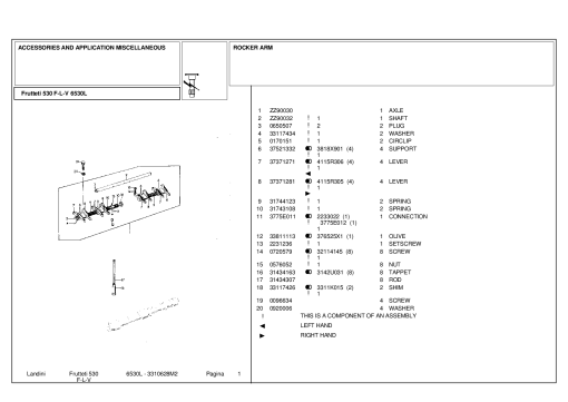 Landini Frutteti 530 F-L-V 6530L Accessories Parts manual catalog PDF Download