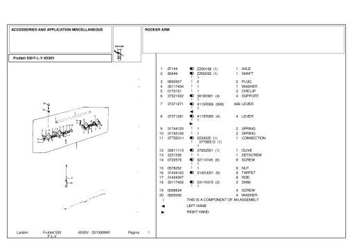 Landini Frutteti 530 F-L-V 6530V Accessories Parts manual catalog PDF Download