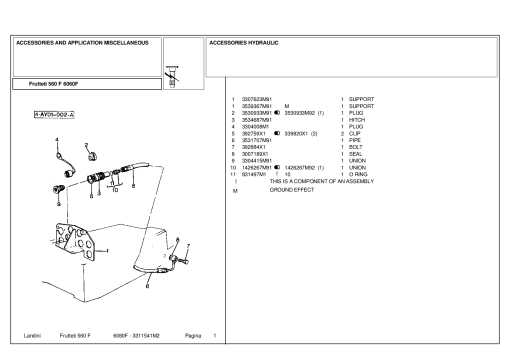 Landini Frutteti 560 F 6060F Accessories Parts manual catalog PDF Download