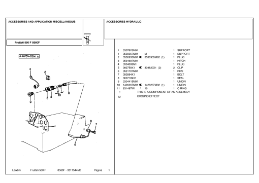 Landini Frutteti 560 F 8560F Accessories Parts manual catalog PDF Download