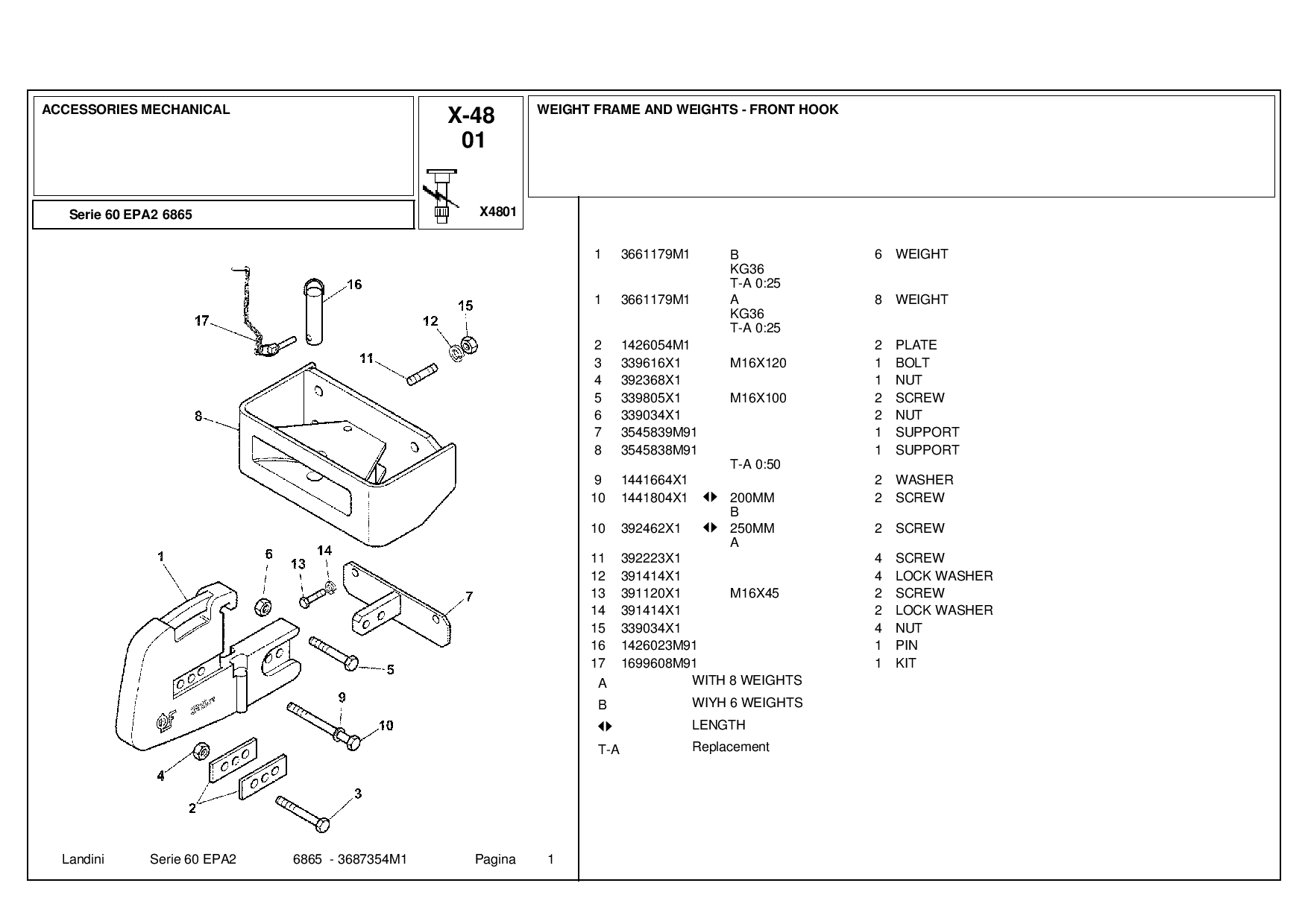 Landini Serie 60 EPA2 6865 Parts manual catalog PDF Download