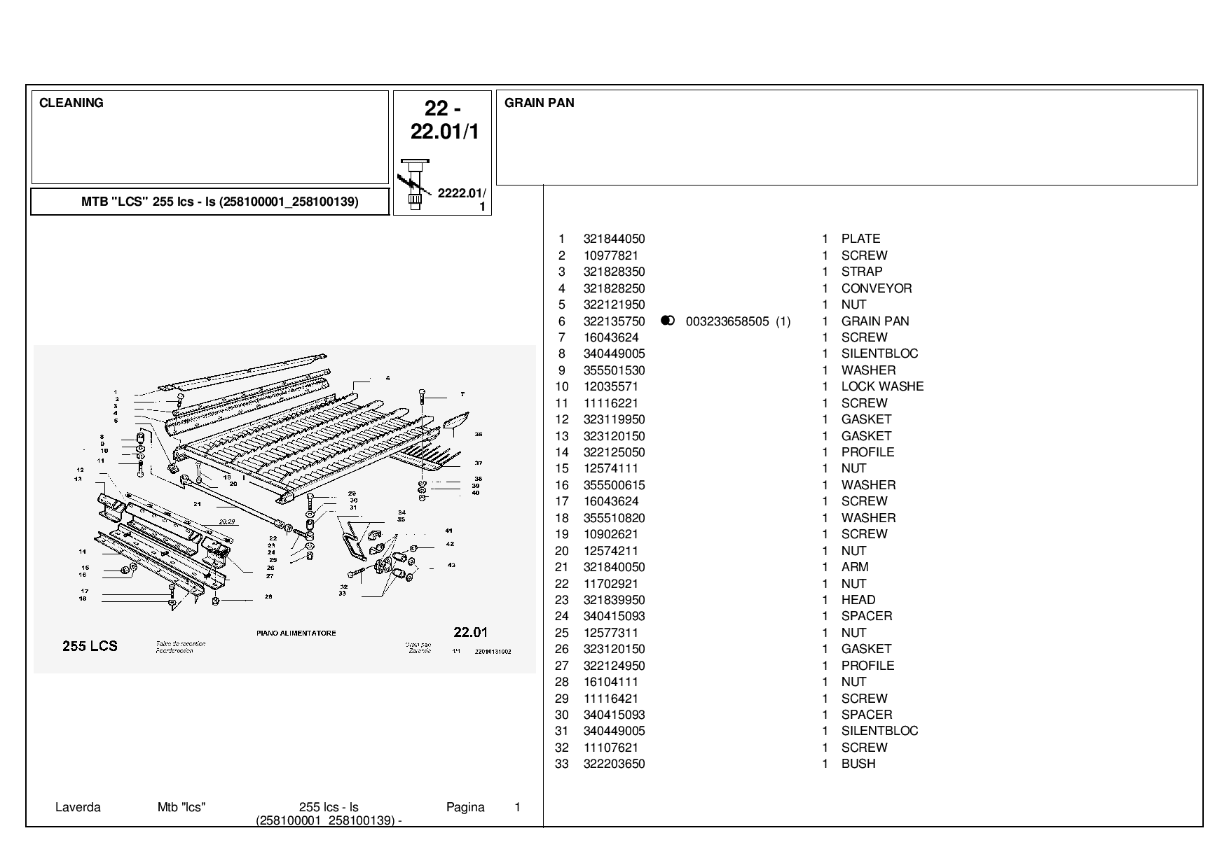 Laverda 255_LCS_258100001-258100139 Parts manual catalog PDF Download
