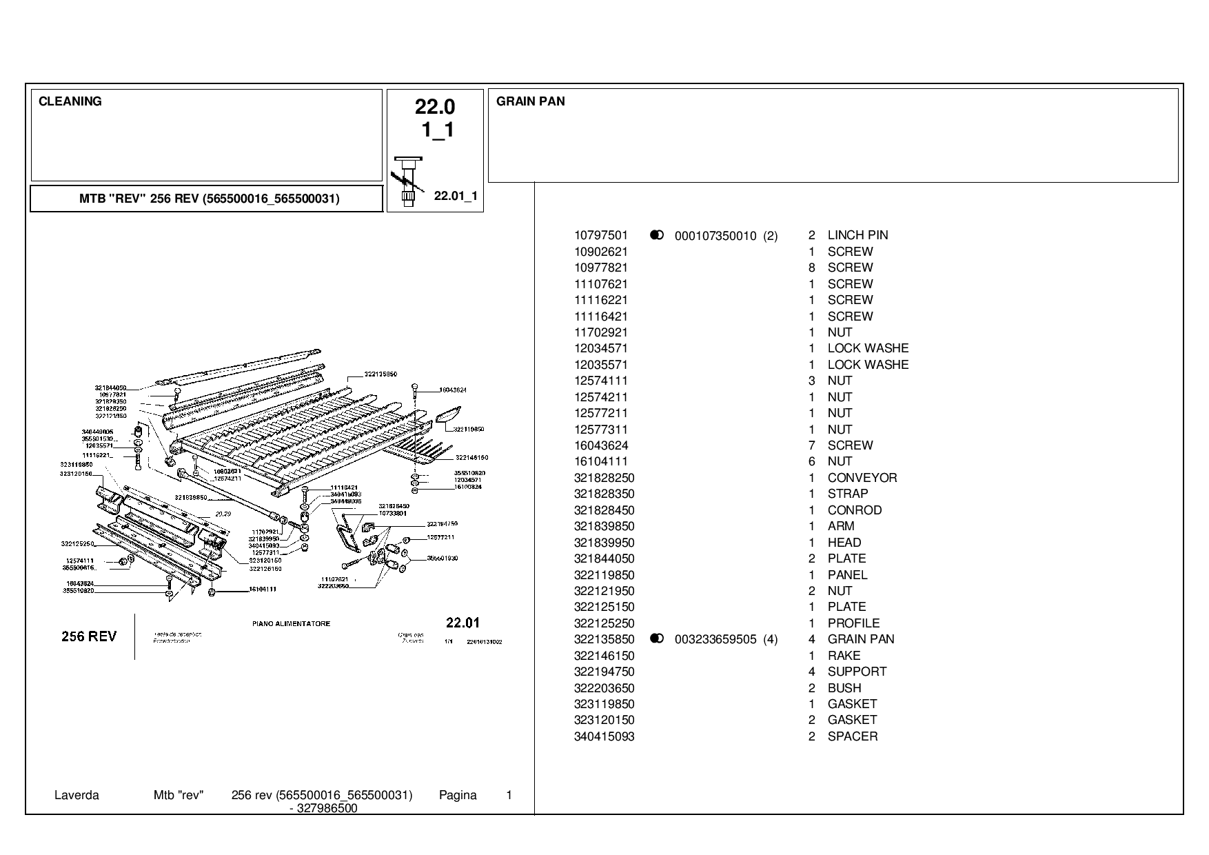 Laverda 256_REV_565500016-565500031 Parts manual catalog PDF Download