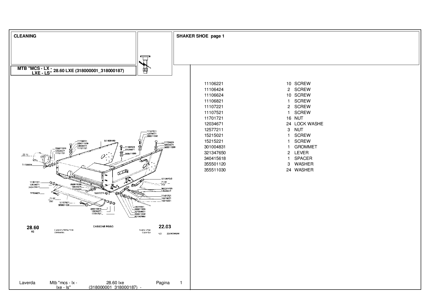 Laverda 2860_LXE_318000001-318000187 Parts manual catalog PDF Download
