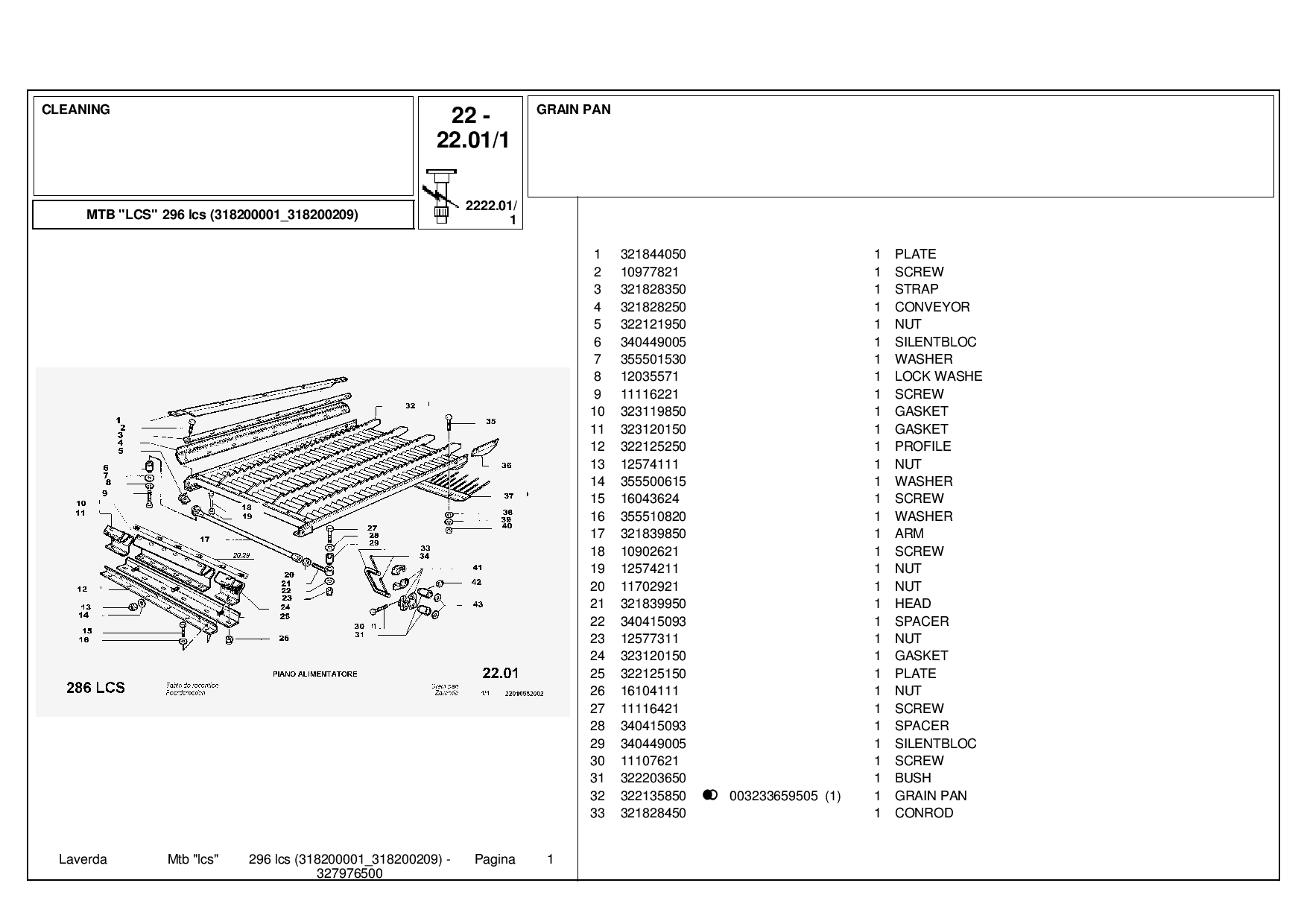 Laverda 296_LCS_318200001-318100209 Parts manual catalog PDF Download