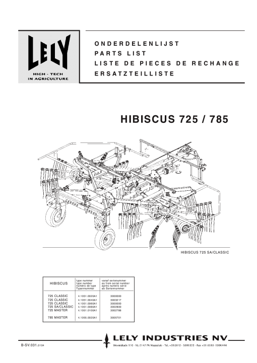 Lely hibiscus_725_785 Parts manual catalog PDF Download