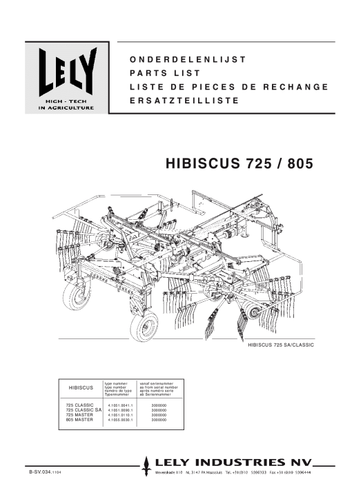 Lely hibiscus_725_805 Parts manual catalog PDF Download