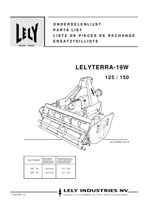 Lely lelyterra_19w_125_150 Parts manual catalog PDF Download