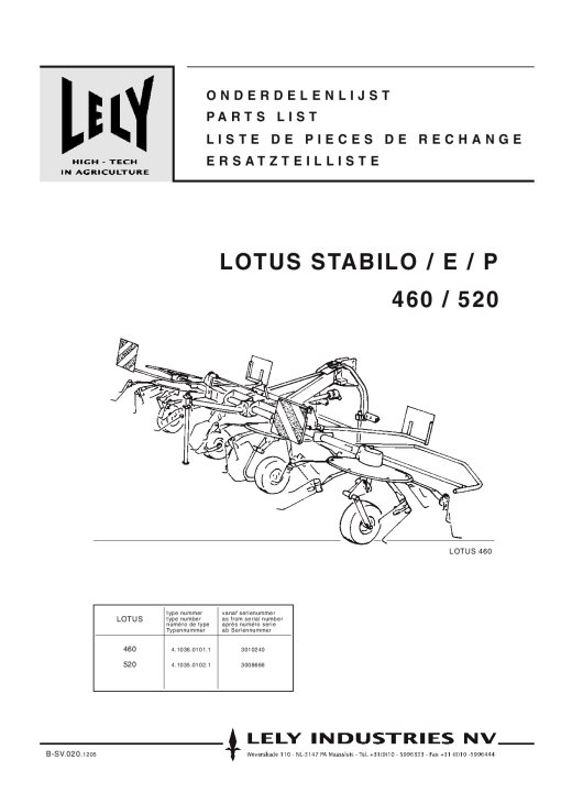 Lely lotus_460_520_4 Parts manual catalog PDF Download