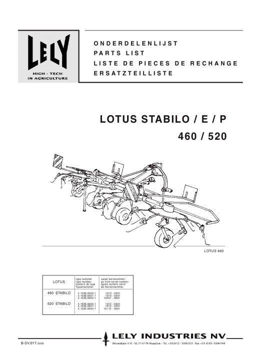 Lely lotus_460_520_stabilo_e_p Parts manual catalog PDF Download