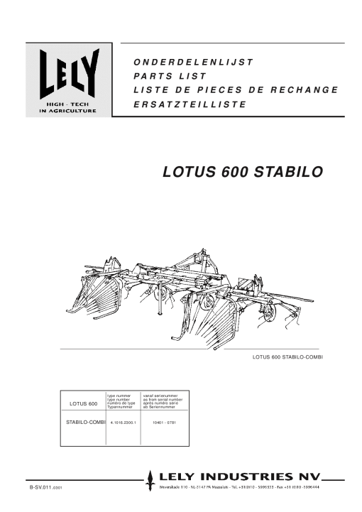 Lely lotus_600_stabilo Parts manual catalog PDF Download