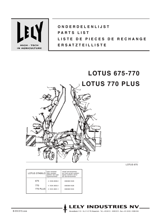 Lely lotus_675_770_770plus Parts manual catalog PDF Download