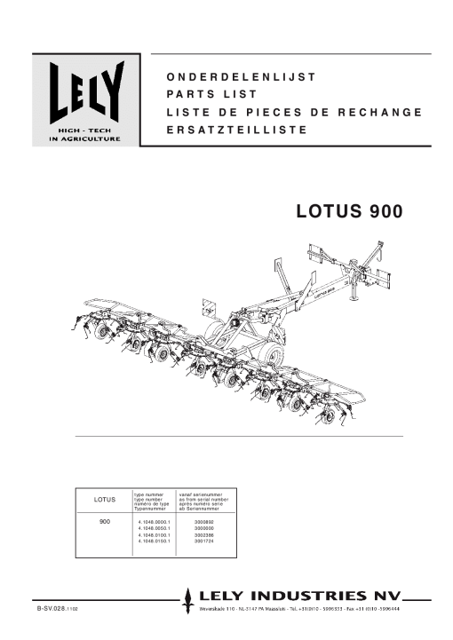 Lely lotus_900 Parts manual catalog PDF Download