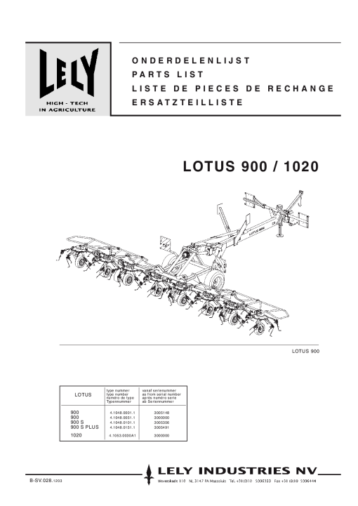 Lely lotus_900_1020 Parts manual catalog PDF Download