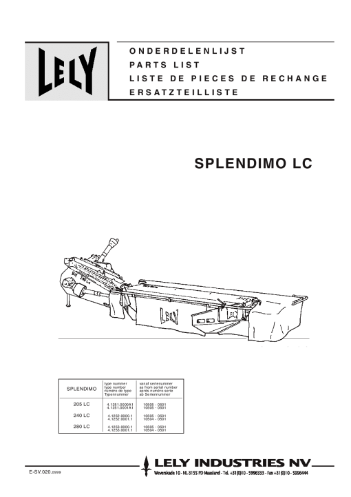 Lely splendimo_205_240_280_LC Parts manual catalog PDF Download