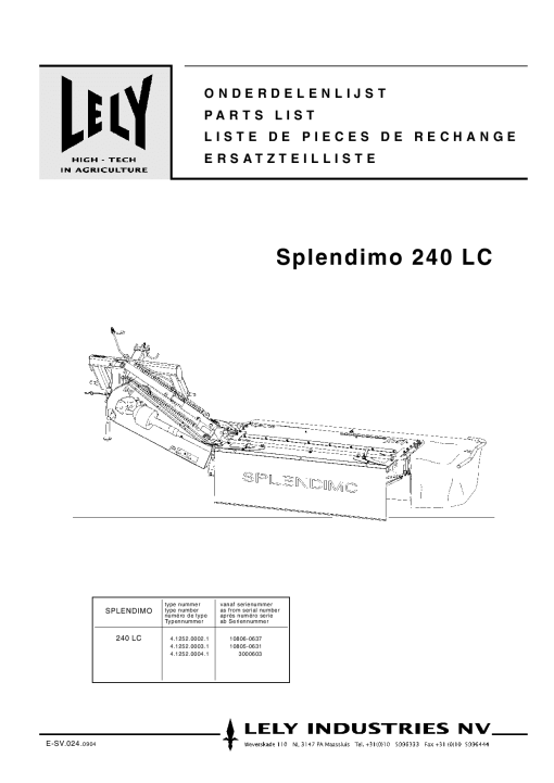 Lely splendimo_240_LC Parts manual catalog PDF Download