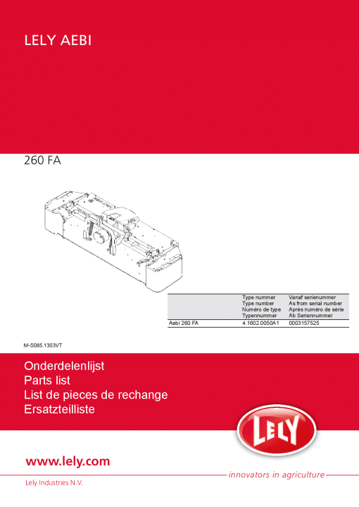 Lely splendimo_260_FA_Aebi Parts manual catalog PDF Download