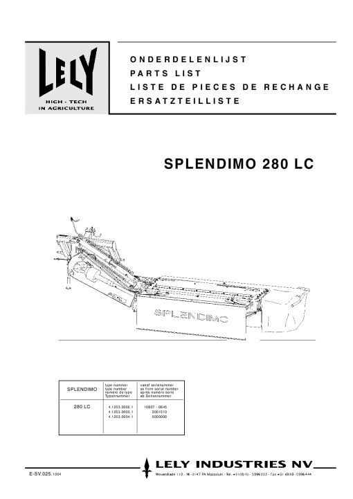 Lely splendimo_280_LC Parts manual catalog PDF Download