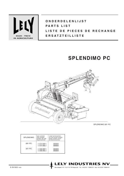 Lely splendimo_281_321 Parts manual catalog PDF Download