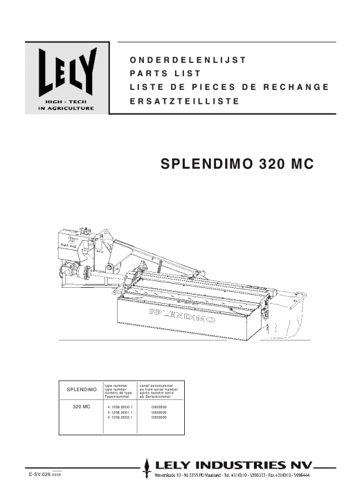 Lely splendimo_320_MC Parts manual catalog PDF Download