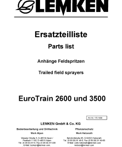 Lemken EuroTrain_2600_3500 Parts manual catalog PDF Download