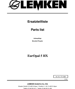 Lemken Europal_5_HX Parts manual catalog PDF Download