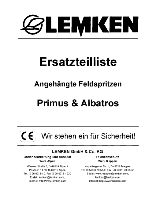 Lemken Primus_Albatros Parts manual catalog PDF Download