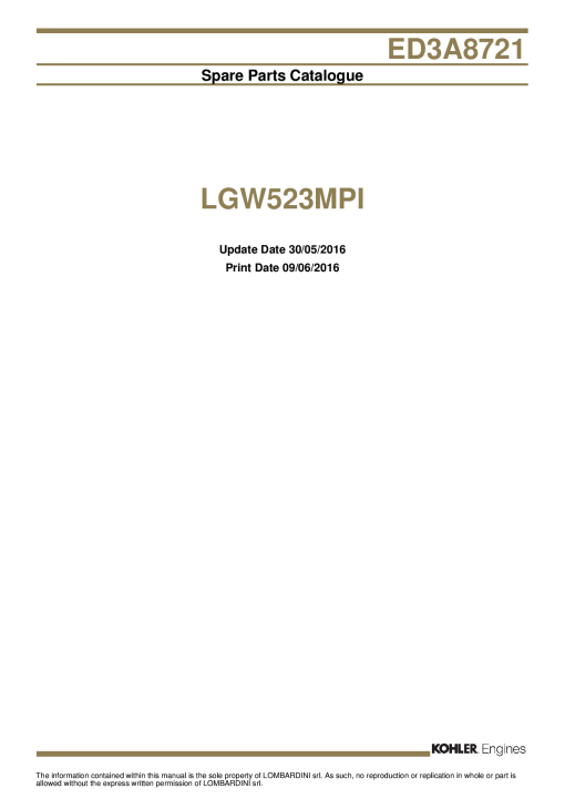 Lombardini LGW523MPI Parts manual catalog PDF Download