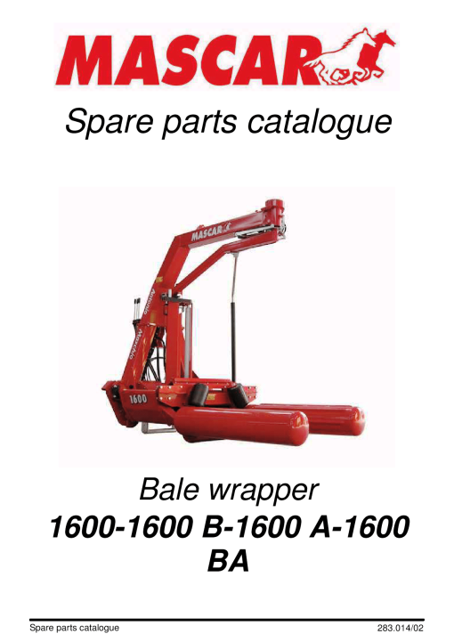 Mascar 1600 Bale_wrapper Parts manual catalog PDF Download