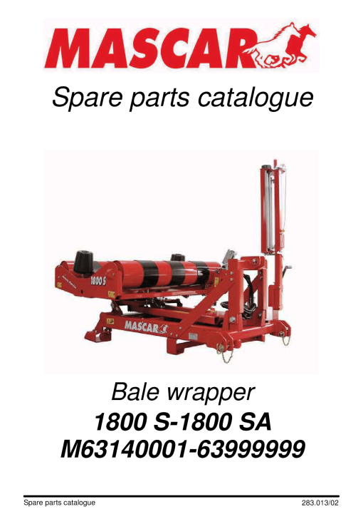 Mascar 1800S_2 Bale_wrapper Parts manual catalog PDF Download