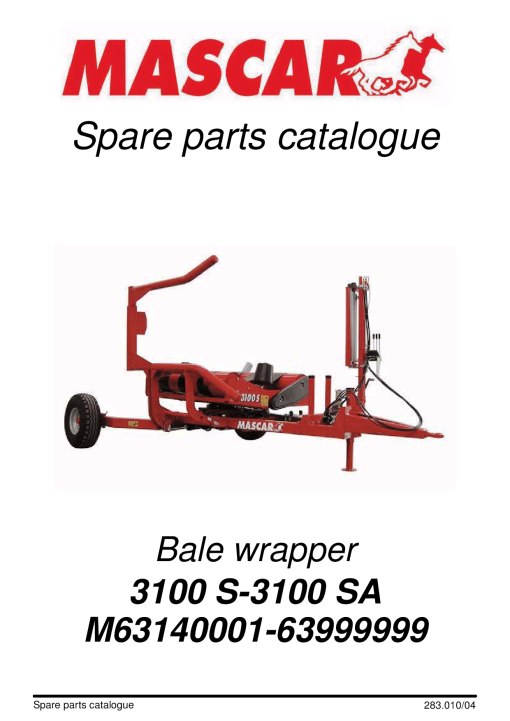 Mascar 3100S_2 Bale_wrapper Parts manual catalog PDF Download