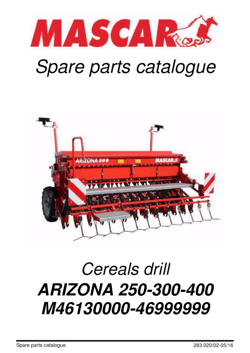 Mascar Arizona_300_400_500_2 Seed_drill Parts manual catalog PDF Download