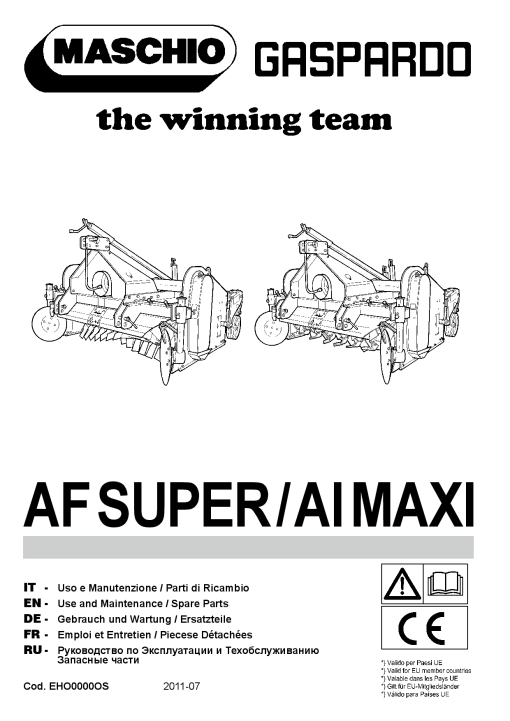 Maschio AF-Super_AI-Maxi Rotary_harrow Parts manual catalog PDF Download
