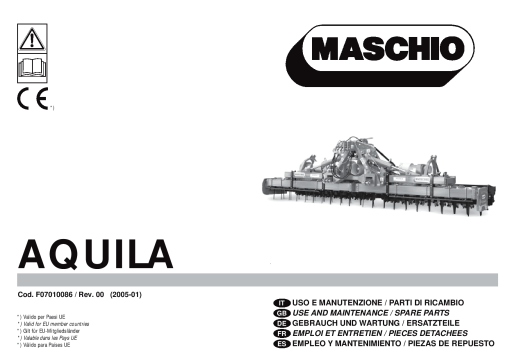 Maschio Aquila_Cod. F07010086 Rotary_harrow Parts manual catalog PDF Download