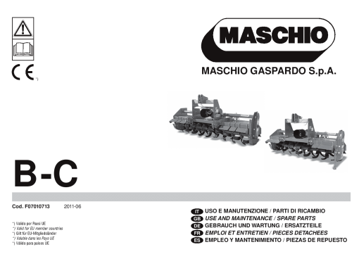 Maschio B-C shredder Parts manual catalog PDF Download